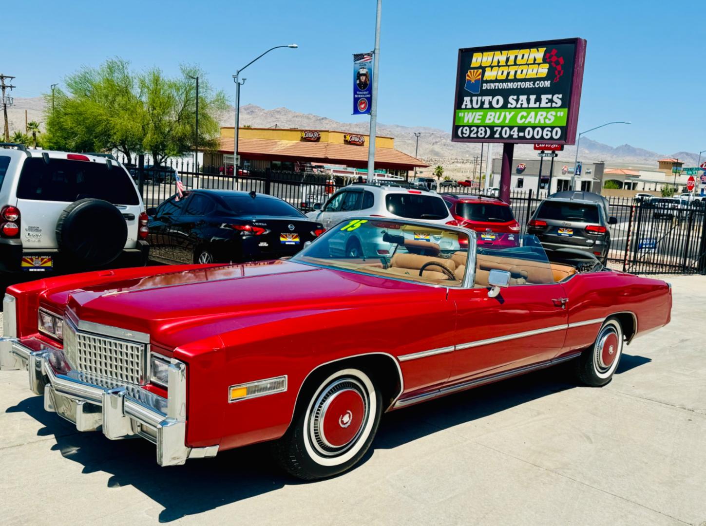 1975 Red Cadillac Eldorado convertible. , located at 2190 Hwy 95, Bullhead City, AZ, 86442, (928) 704-0060, 0.000000, 0.000000 - 1975 Cadillac Eldorado Convertible. Great project car for someone. New tires. Runs and drives, power top works. has a/c doesn't work. needs restoration. interior needs work, engine needs to be serviced . clear title. - Photo#0